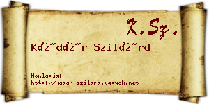 Kádár Szilárd névjegykártya